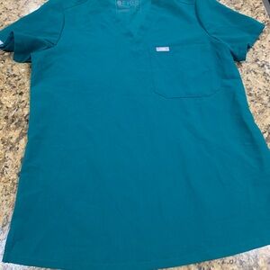 Figs Teal Scrub Top with Pocket